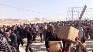 Chaos as Gazans overrun new controversial aid delivery site near Rafah