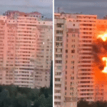 Caught on camera: Terrifying moment Russian drone hits apartment building in Kyiv