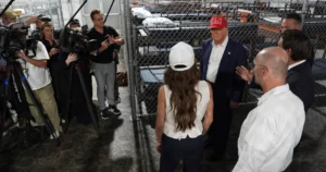 ‘Alligator cops, treacherous swampland’: Trump visits ‘Alligator Alcatraz’ migrant detention camp in Florida