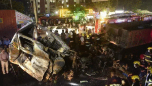 7 killed as car gets crushed between 2 trucks near Navale bridge in Pune